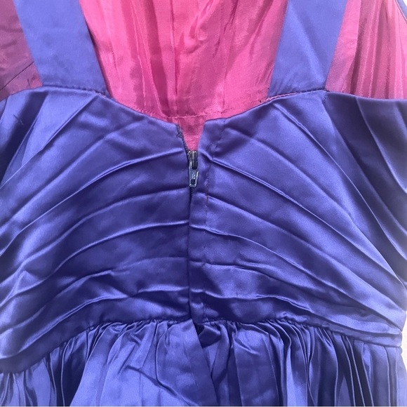 Vintage gem! Neiman Marcus purple/blue black pleated mini dress fits size small - Picture 9 of 15